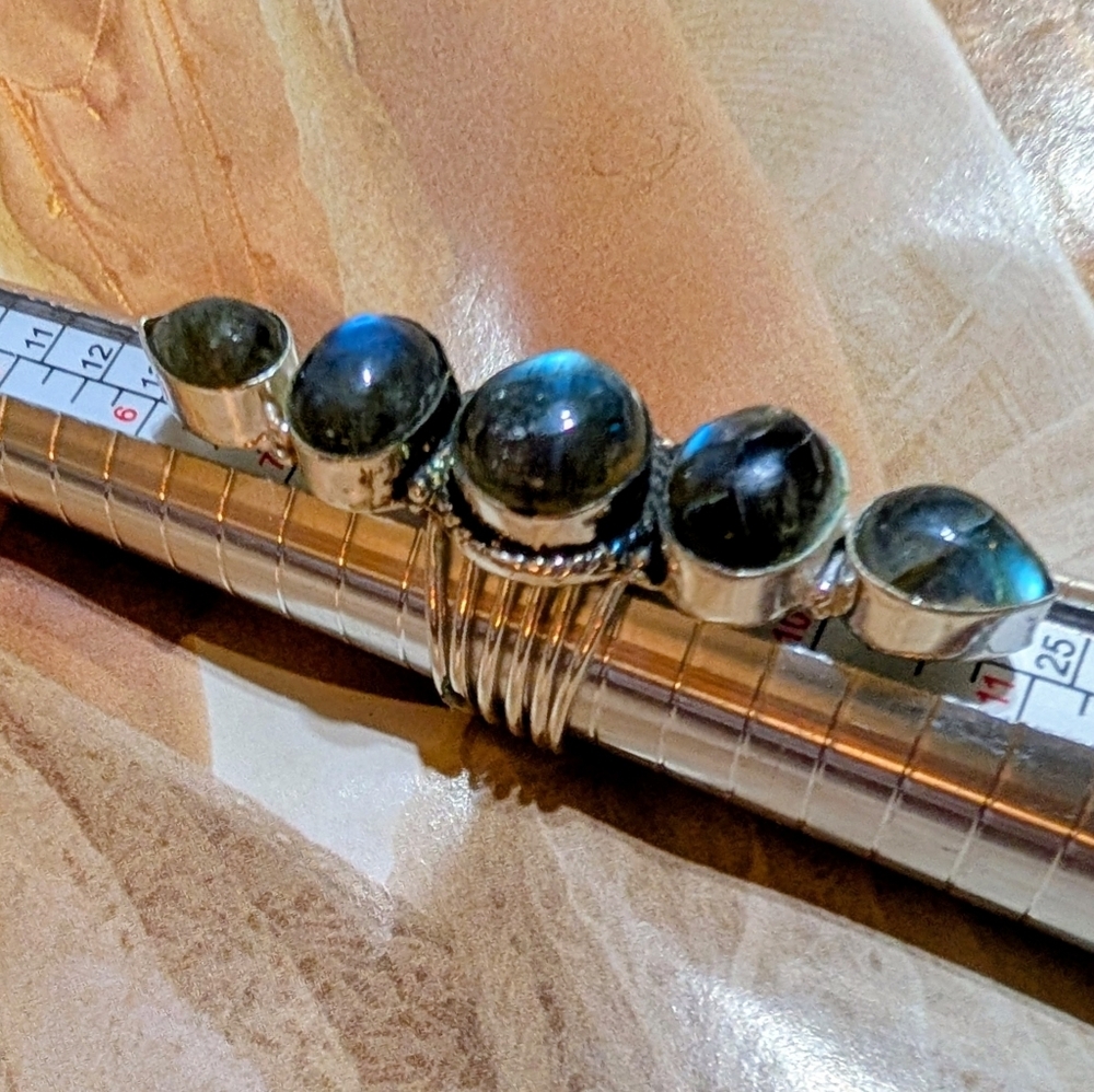 VTG Really Long Labradorite Sterling Silver Ring - Picture 2 of 5